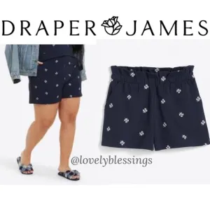 Embroidered Shorts Draper James Bobbie Sweat Shorts Nassau Navy Blue Size 2XL