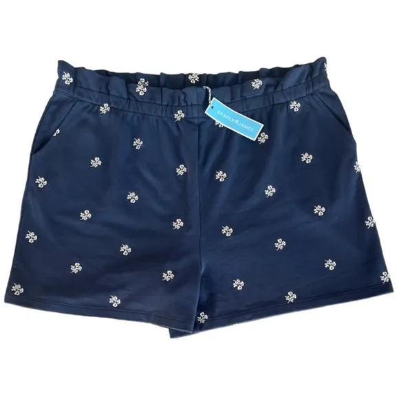 Embroidered Shorts Draper James Bobbie Sweat Shorts Nassau Navy Blue Size 2XL