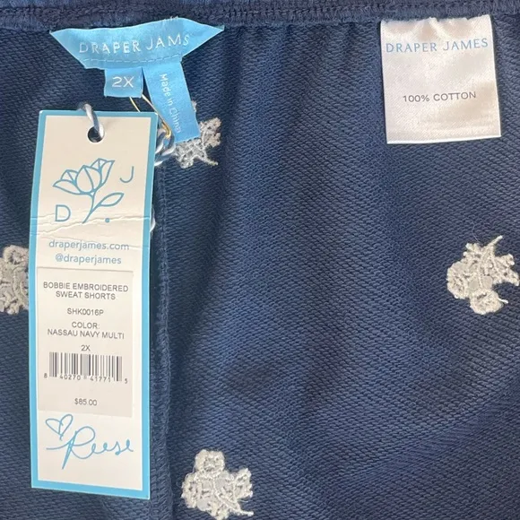 Embroidered Shorts Draper James Bobbie Sweat Shorts Nassau Navy Blue Size 2XL