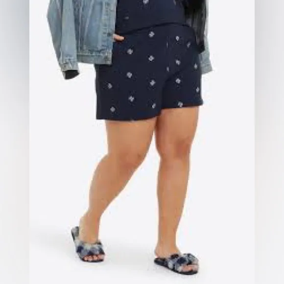 Embroidered Shorts Draper James Bobbie Sweat Shorts Nassau Navy Blue Size 2XL