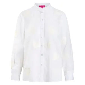 Embroidered White Heart Button Through Blouse