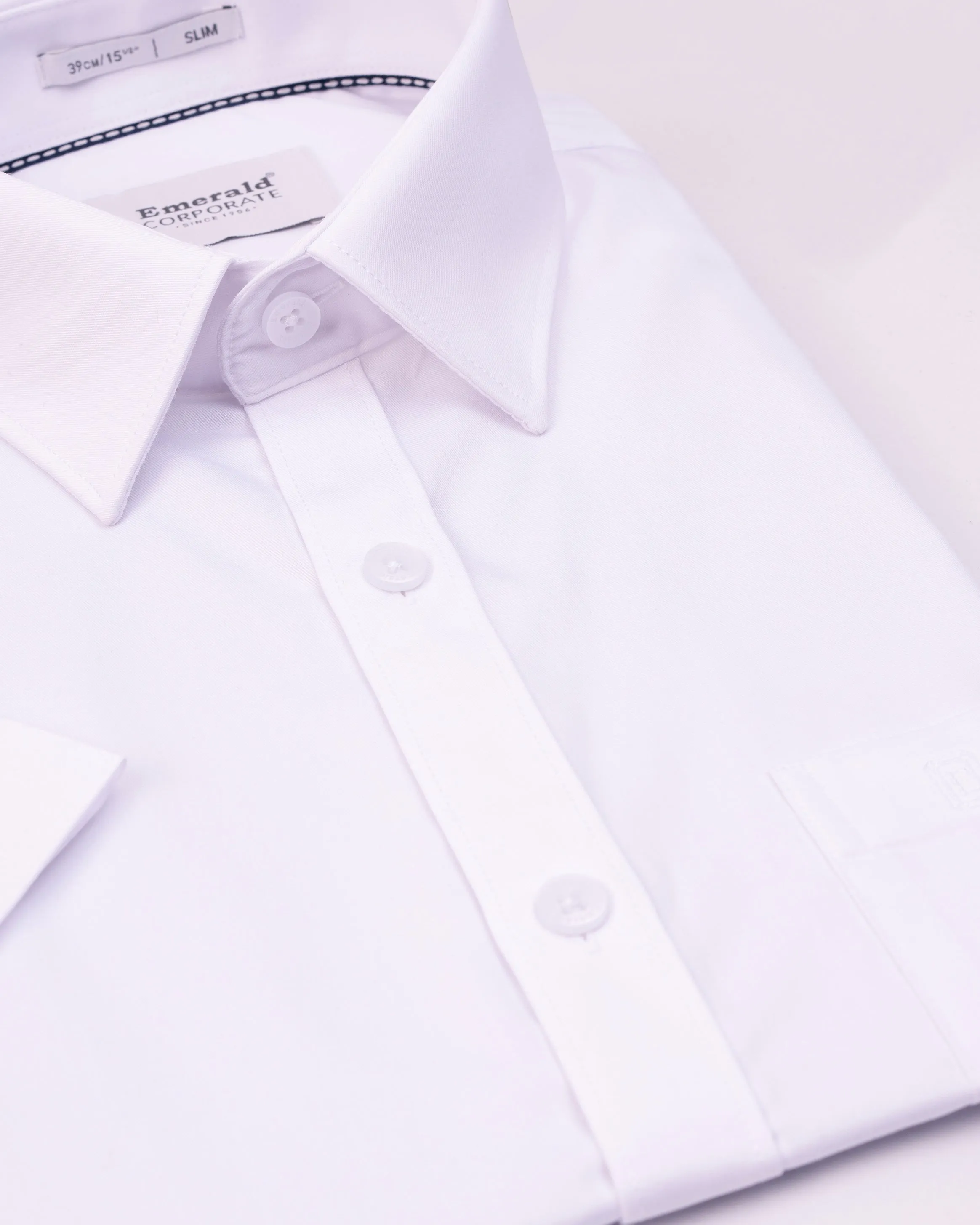 Emerald Corporate Twill White Slim Fit-Egret