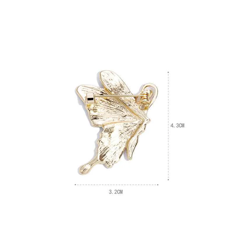 Enamel Painted Butterfly Brooch with Rhinestones – Elegant Insect Pin