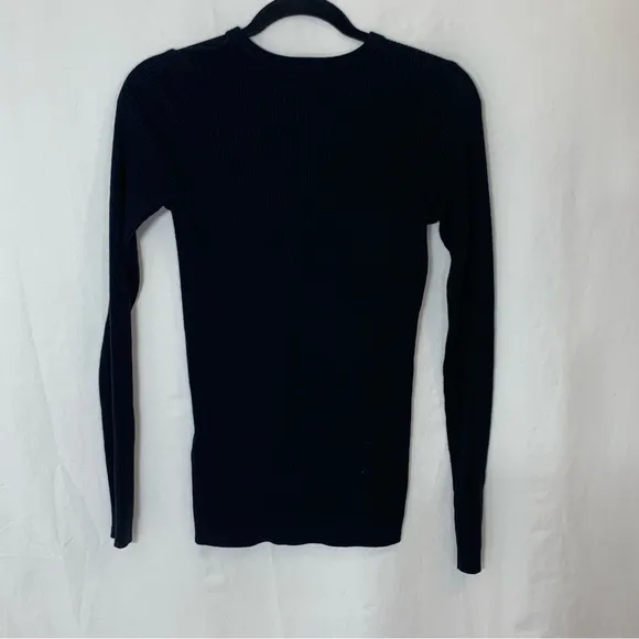 EQUIPMENT Cashmere silk blend shoulder cut out crew neck sweater black Sz SP