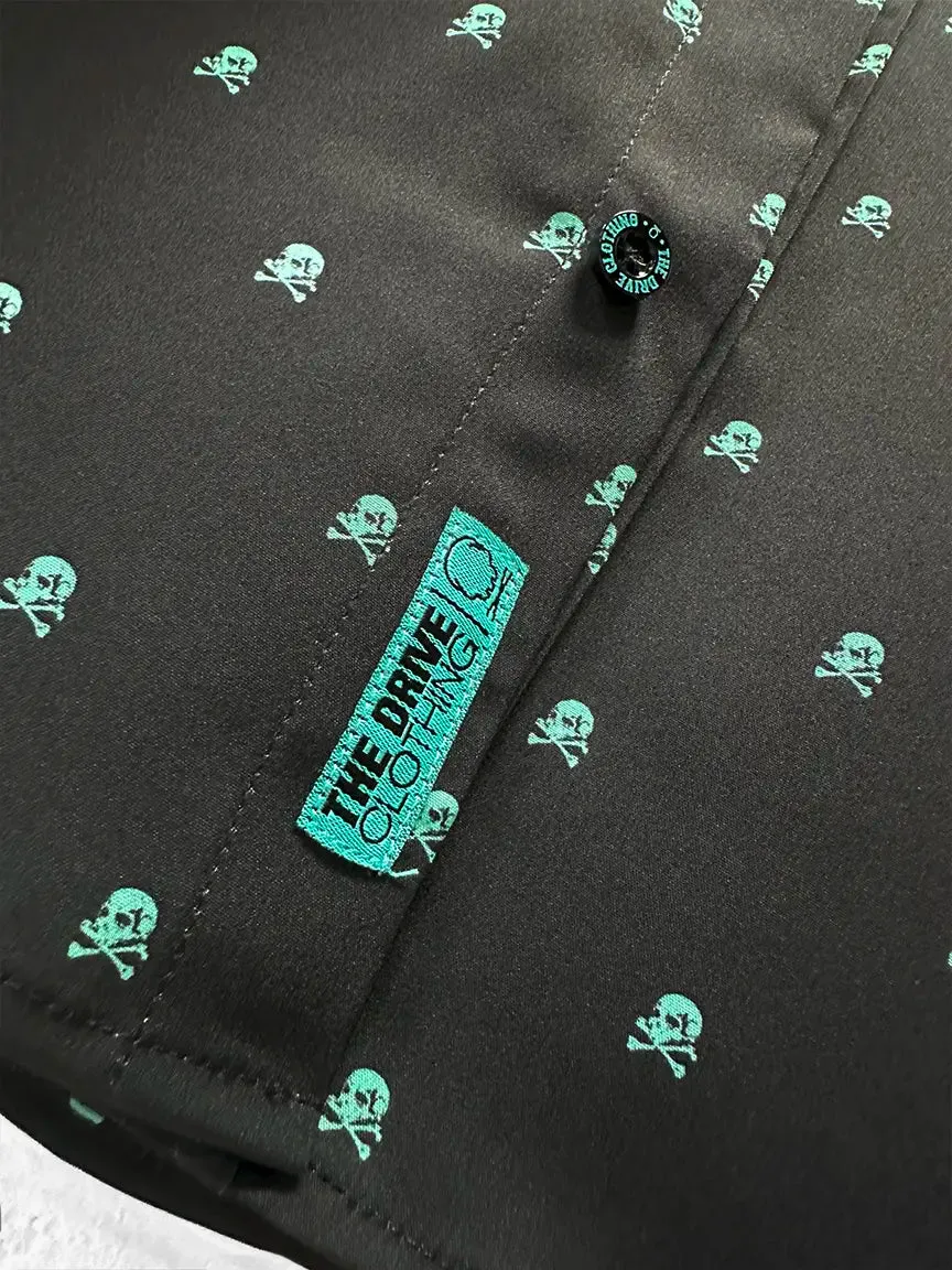 ESSENTIAL INFINITY TURQUOISE SKULL BUTTON UP