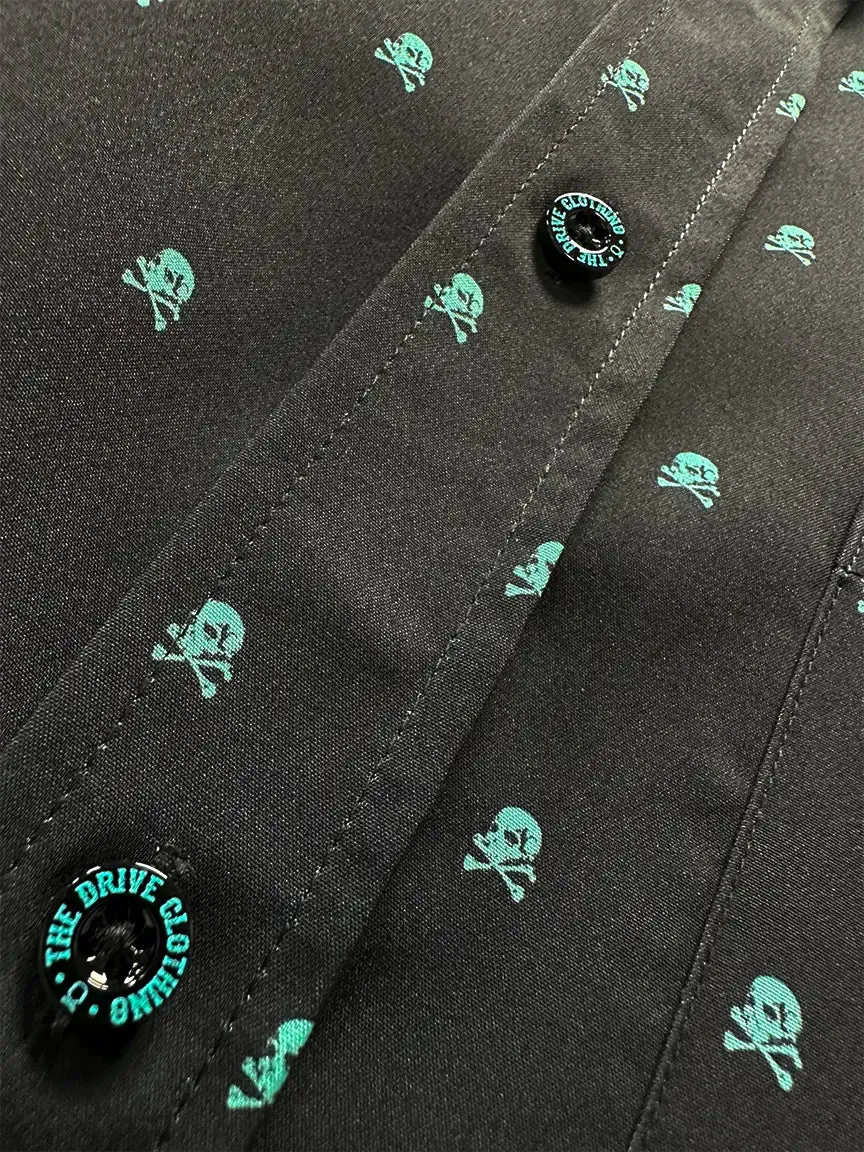 ESSENTIAL INFINITY TURQUOISE SKULL BUTTON UP