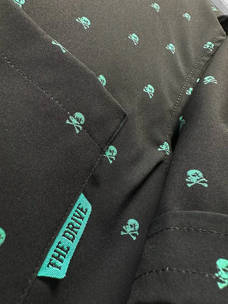 ESSENTIAL INFINITY TURQUOISE SKULL BUTTON UP