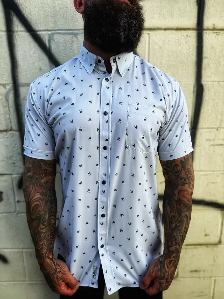 ESSENTIAL MURDERED OUT SKULL BUTTON UP