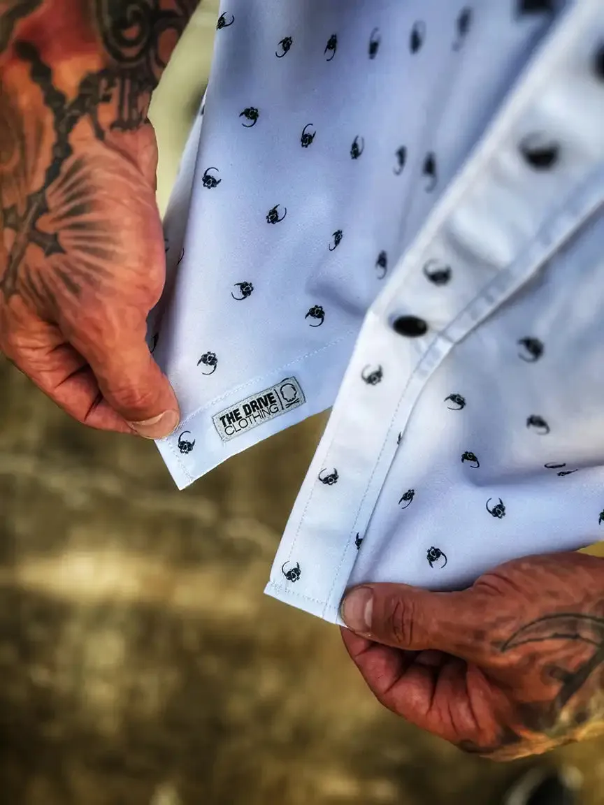 ESSENTIAL MURDERED OUT SKULL BUTTON UP