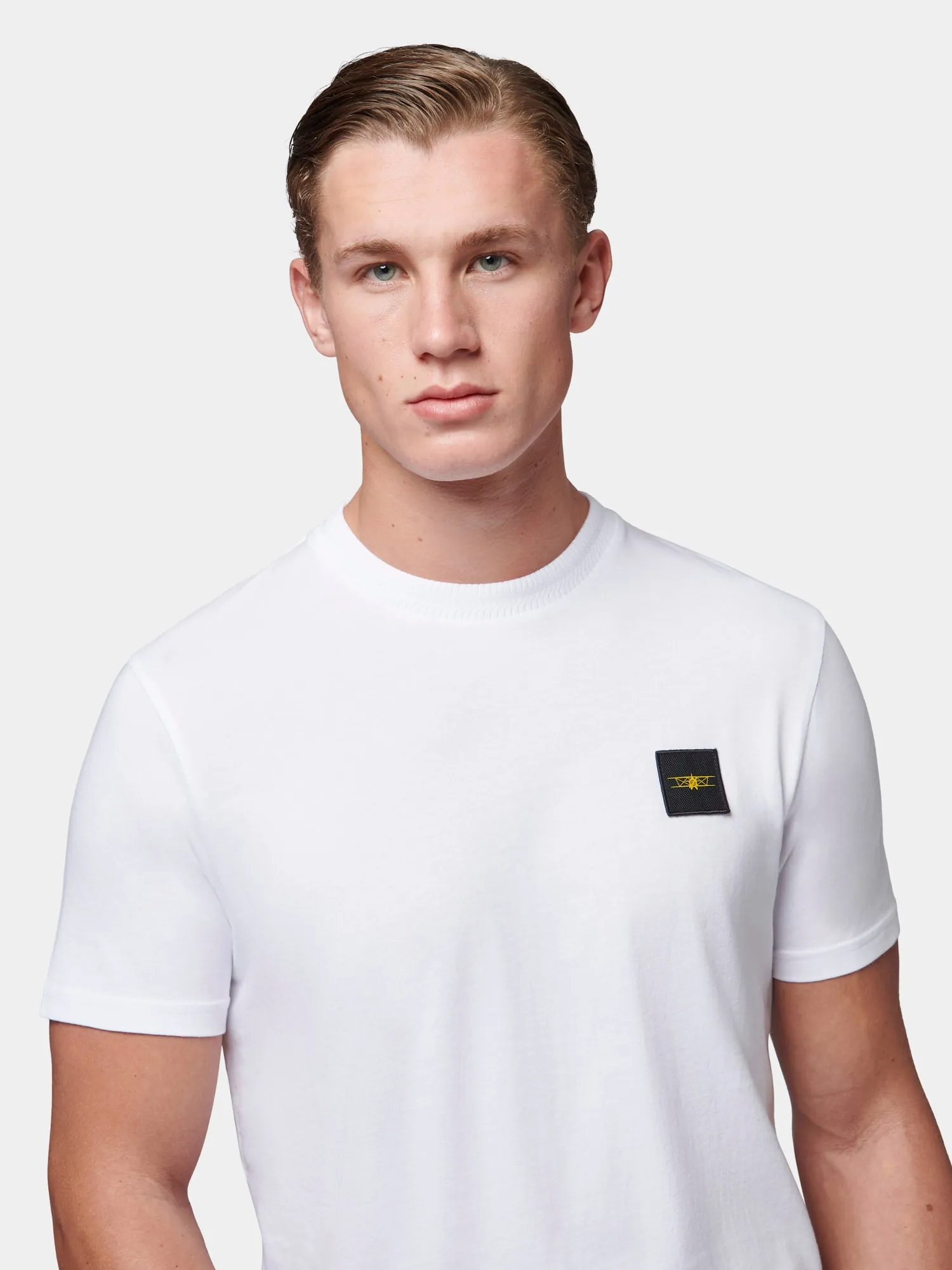 Flyers Mens Textured Collar T-Shirt Bright White