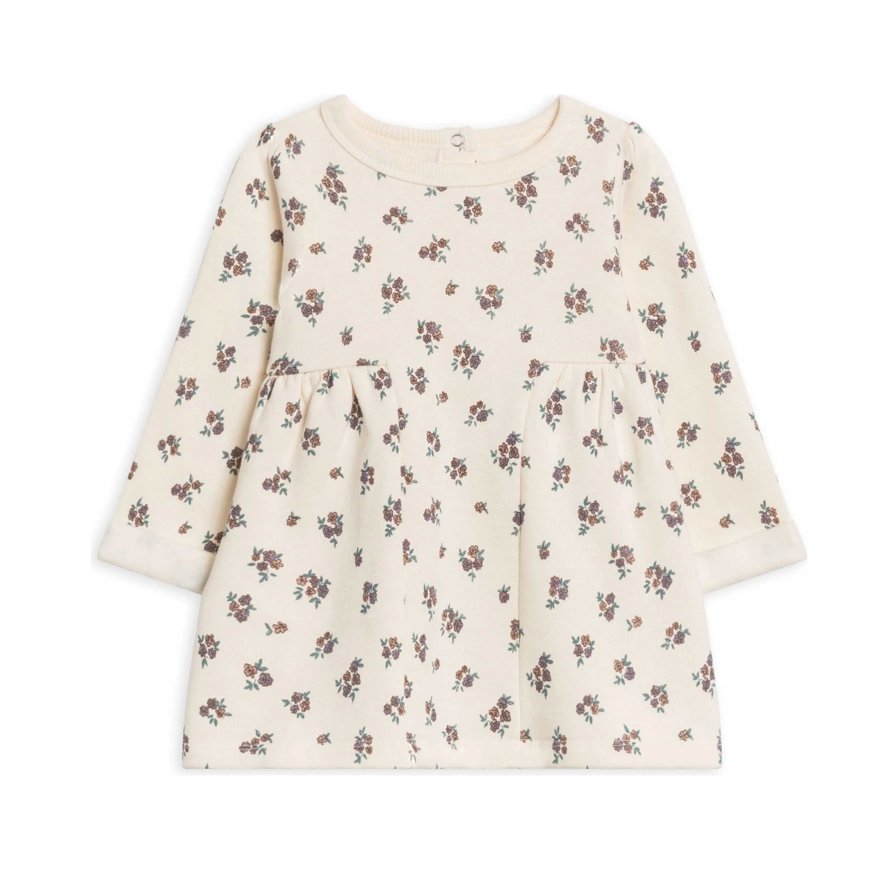 Fran Fleece Cuff Sleeve Dress -Tempe Floral / Fog   Chestnut