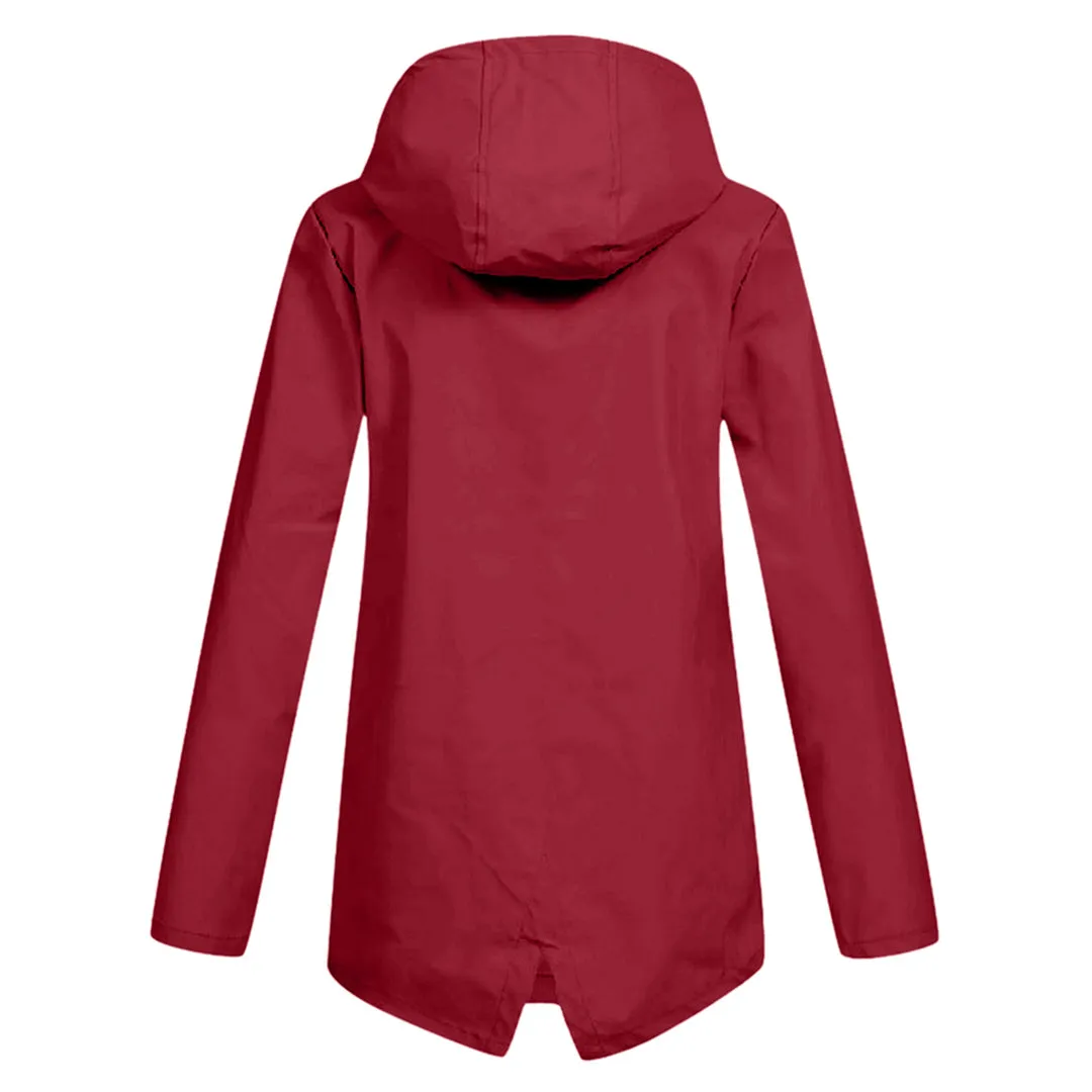 Francine - elegant long raincoat with hood for women