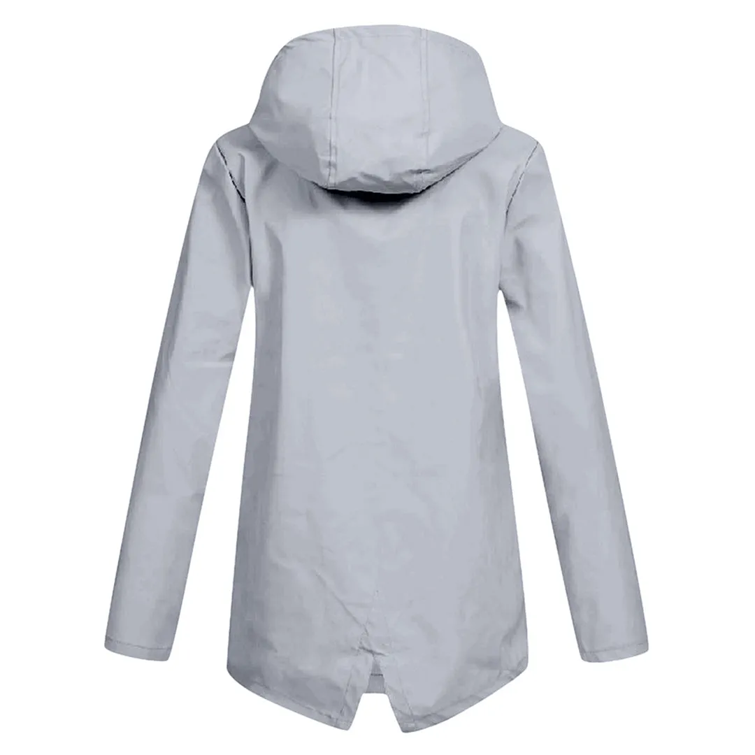 Francine - elegant long raincoat with hood for women