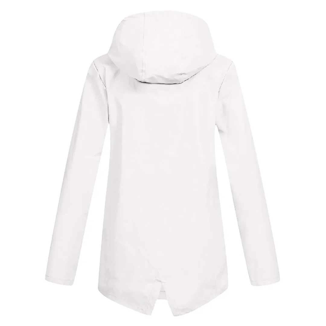 Francine - elegant long raincoat with hood for women