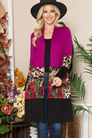 Full Size Color Block Open Front Cardigan – Stylish & Versatile