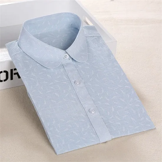 Funny Animal Print Shirts Women Cotton Linen Blouse Vintage Long Sleeve Women Shirts Plus Size