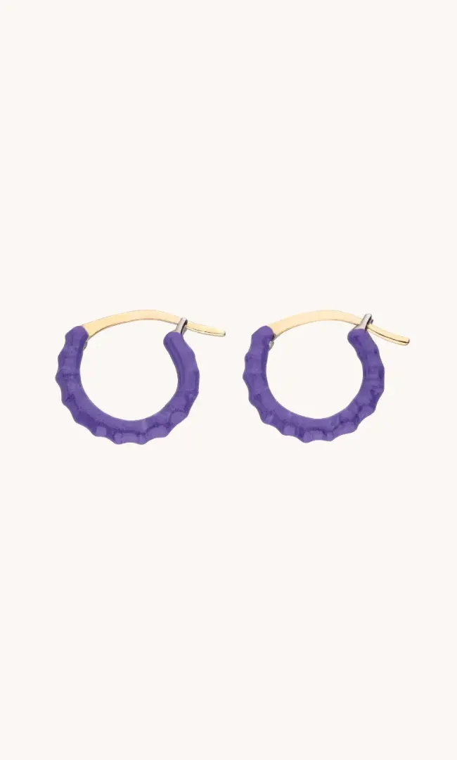 GAYA Joaillerie Lilac Enamel Hoops Pair