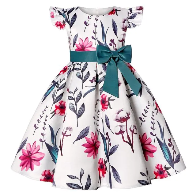 Girls Kids Flower Elegant Casual Princess Party Dresses