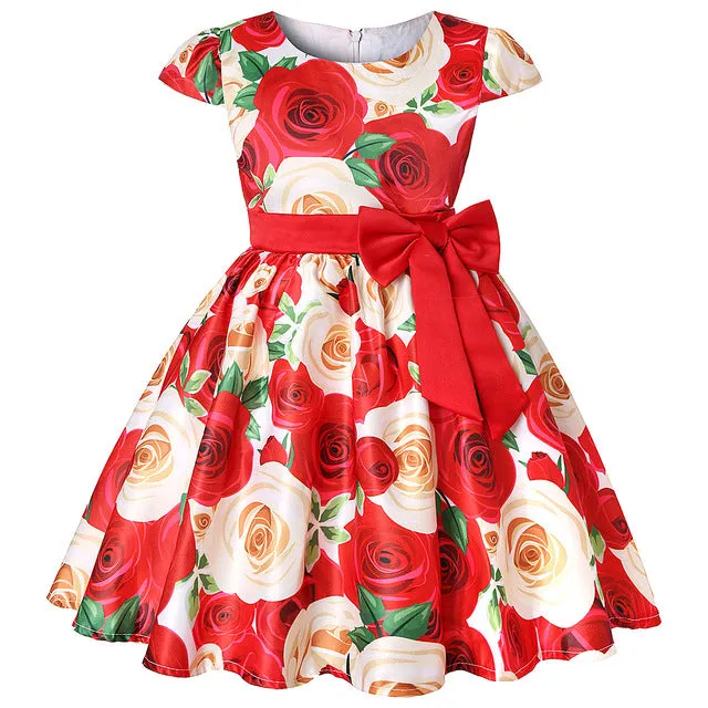 Girls Kids Flower Elegant Casual Princess Party Dresses