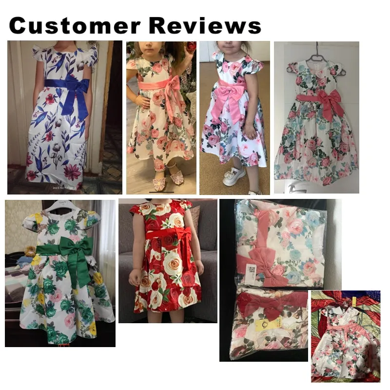 Girls Kids Flower Elegant Casual Princess Party Dresses