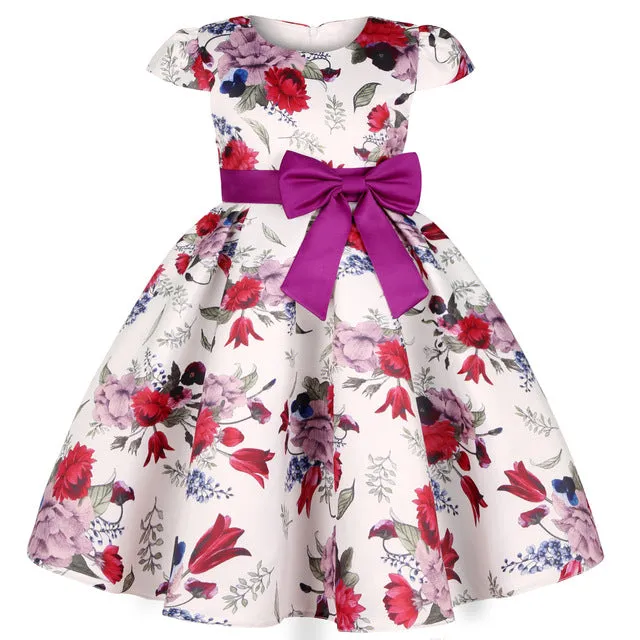 Girls Kids Flower Elegant Casual Princess Party Dresses