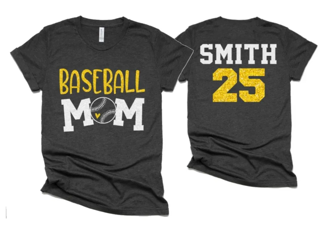 Glitter Baseball Shirt | Baseball Shirts | Baseball Mom | Custom Baseball Shirts | Customize Colors
