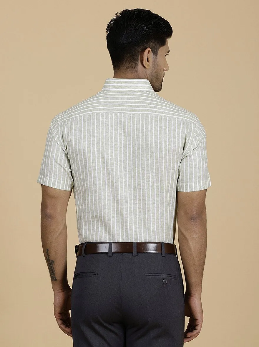 Green Striped Slim Fit Formal Shirt | Greenfibre