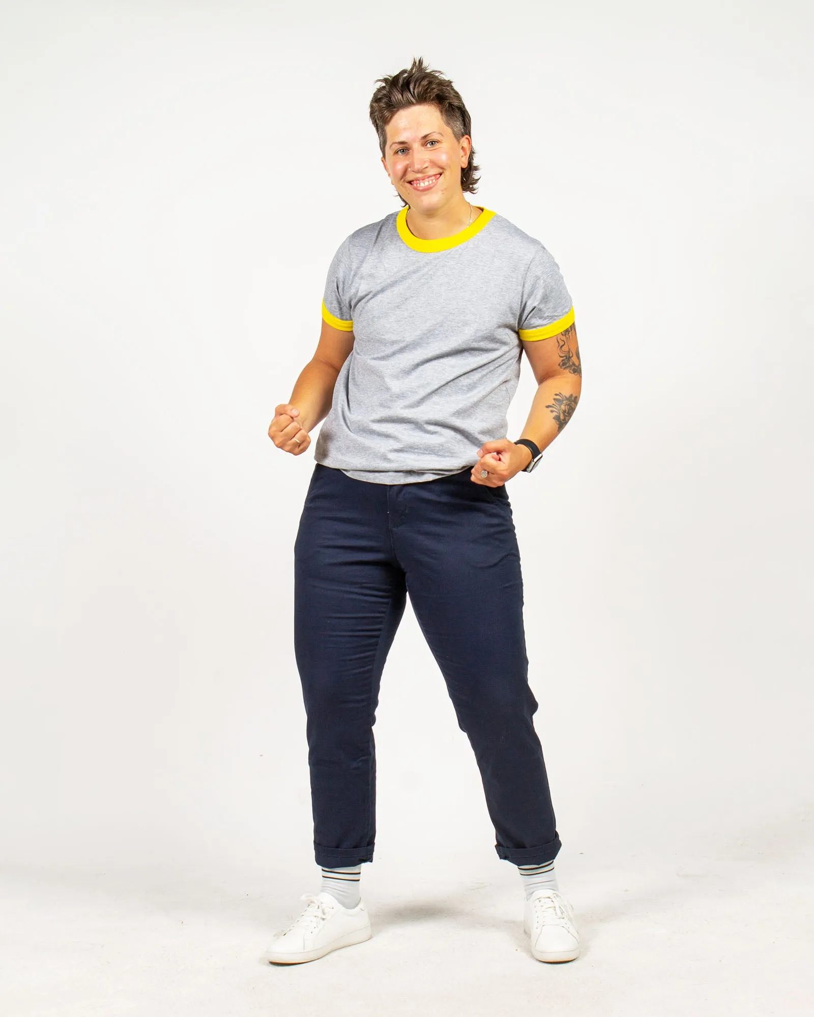 Grey/Yellow Ringer Tee