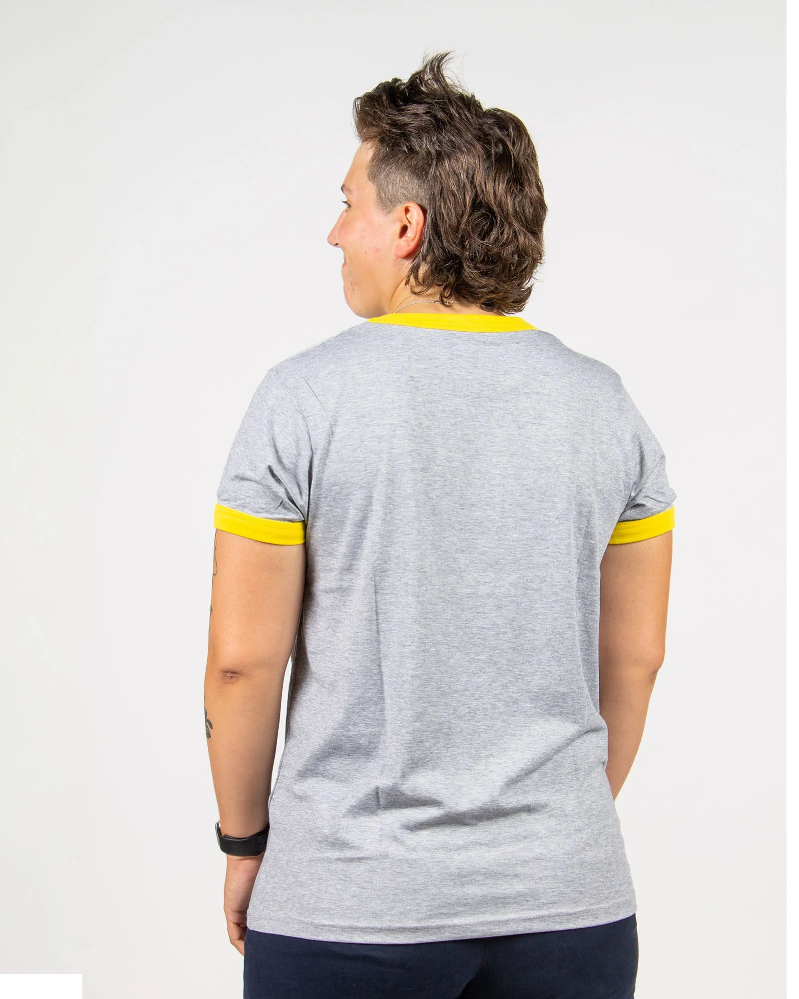 Grey/Yellow Ringer Tee