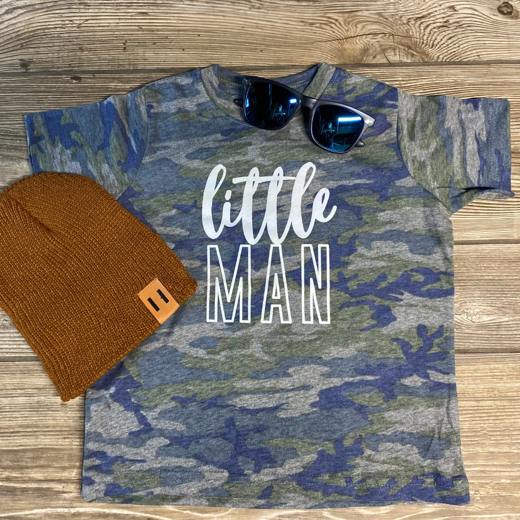 HAHA MAMA Clothing - Little Man Smokey Grey Camo- Child T-Shirt/ONESIE