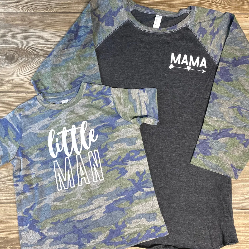 HAHA MAMA Clothing - Little Man Smokey Grey Camo- Child T-Shirt/ONESIE