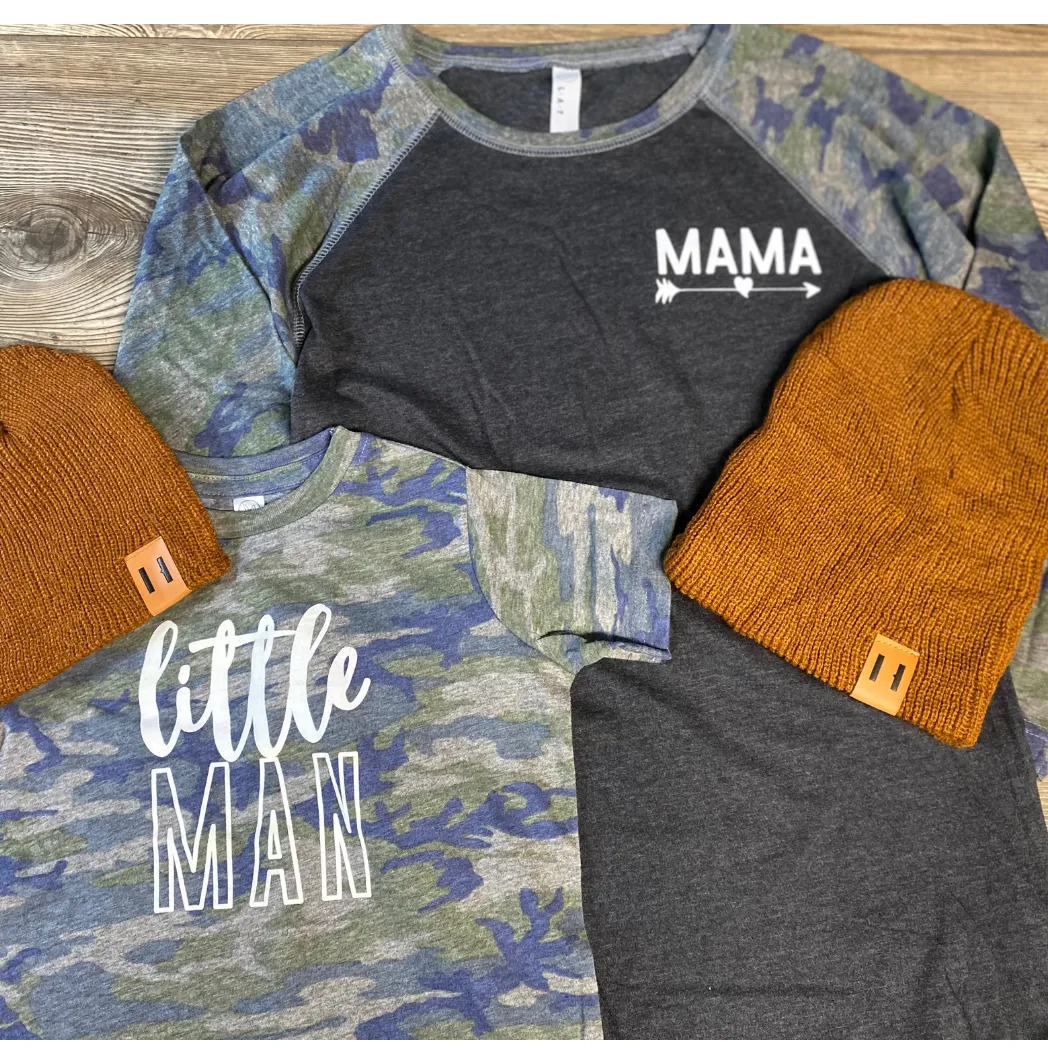 HAHA MAMA Clothing - Little Man Smokey Grey Camo- Child T-Shirt/ONESIE