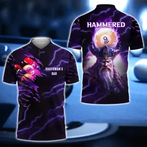 HAMMERED Billiard Pool 9 Ball Thunder Viking 3D Shirt - QB95