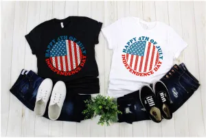 Happy 4th Of July | Independence Day | Circle American Flag, Fourth Of July Shirt,Patriotic Shirt,Independence Day Shirts,Patriotic Family