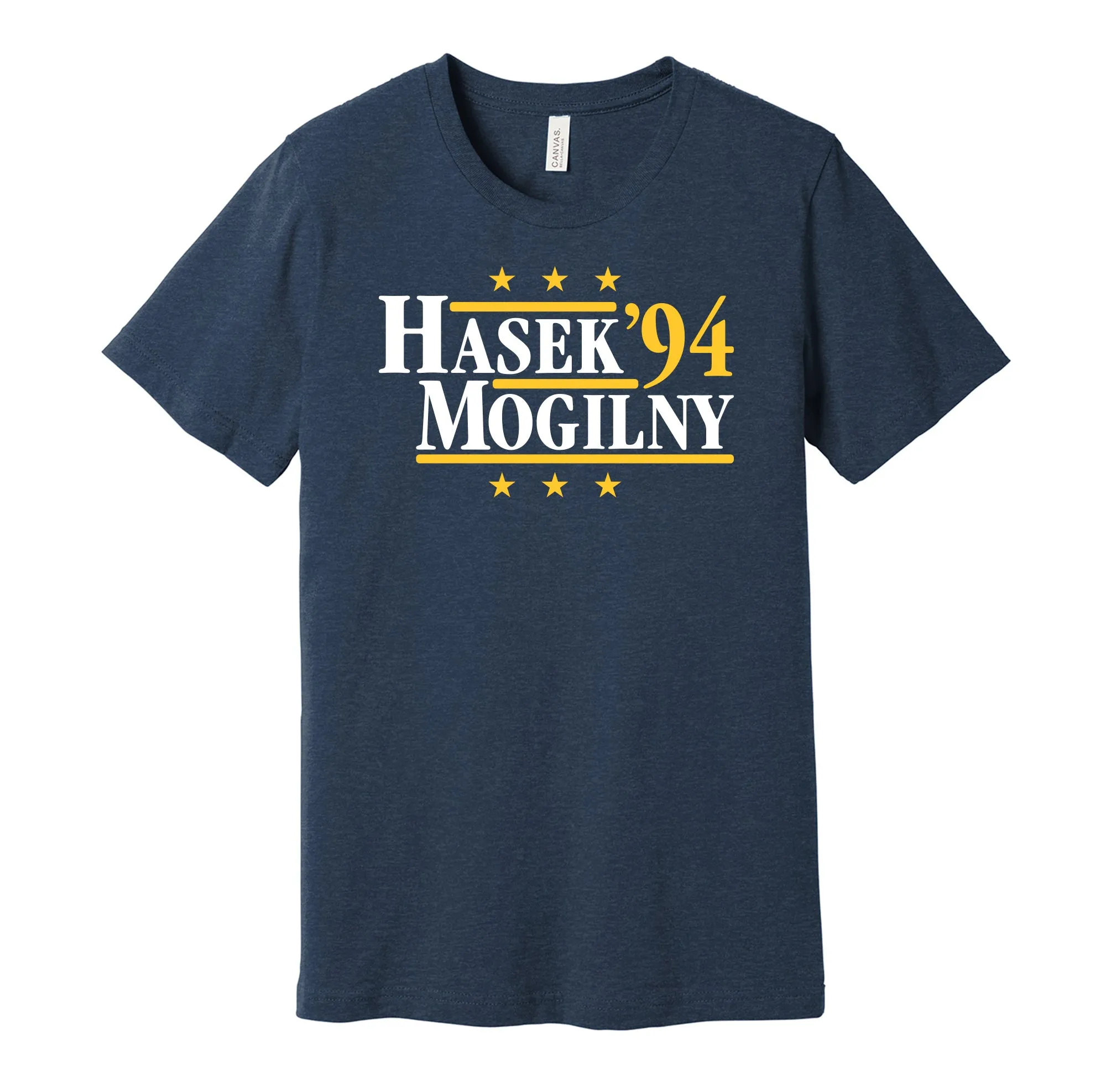 Hasek & Mogilny '94 - Buffalo Hockey Legends Political Campaign Parody T-Shirt - Hyper Than Hype Shirts