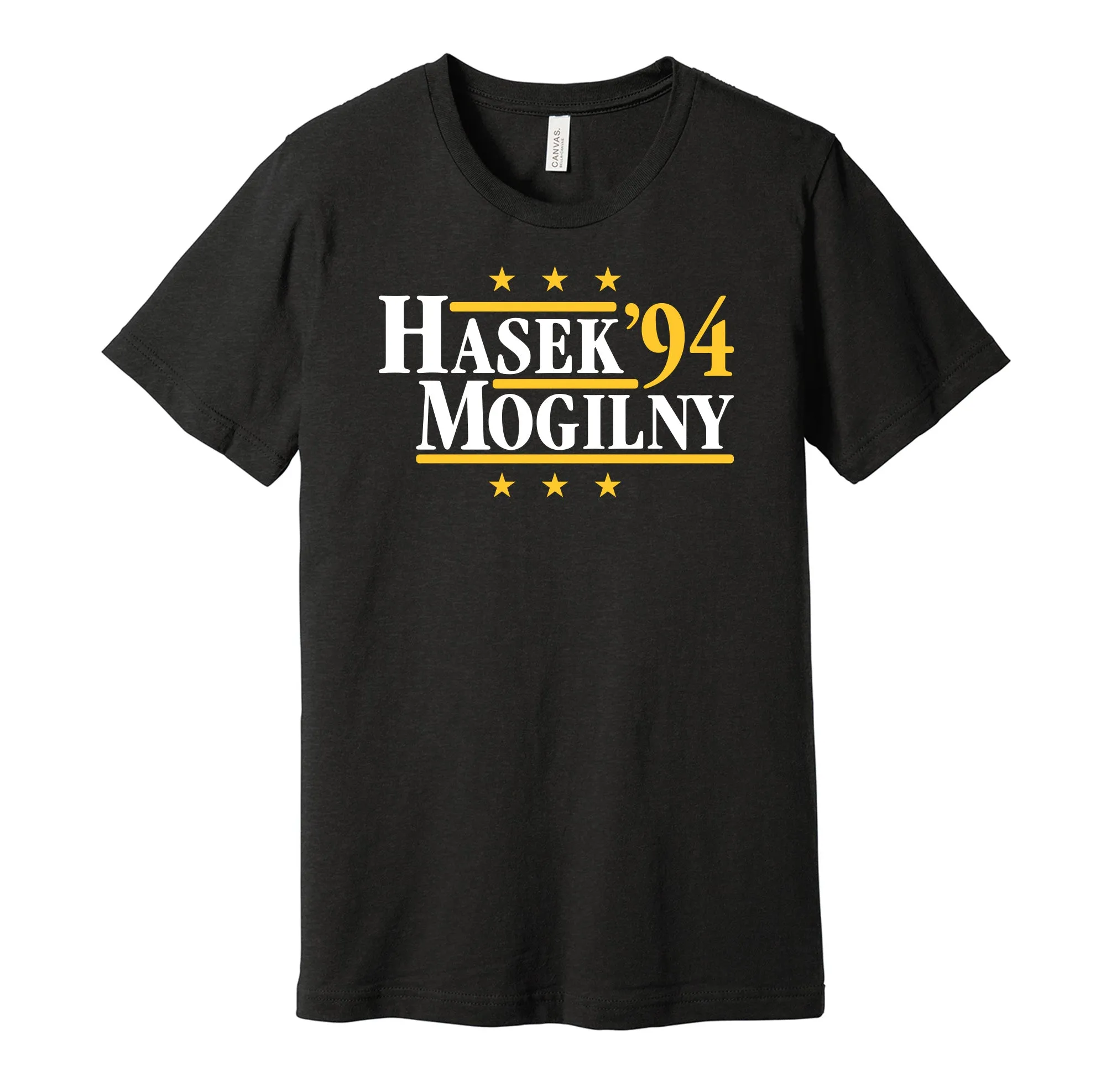Hasek & Mogilny '94 - Buffalo Hockey Legends Political Campaign Parody T-Shirt - Hyper Than Hype Shirts
