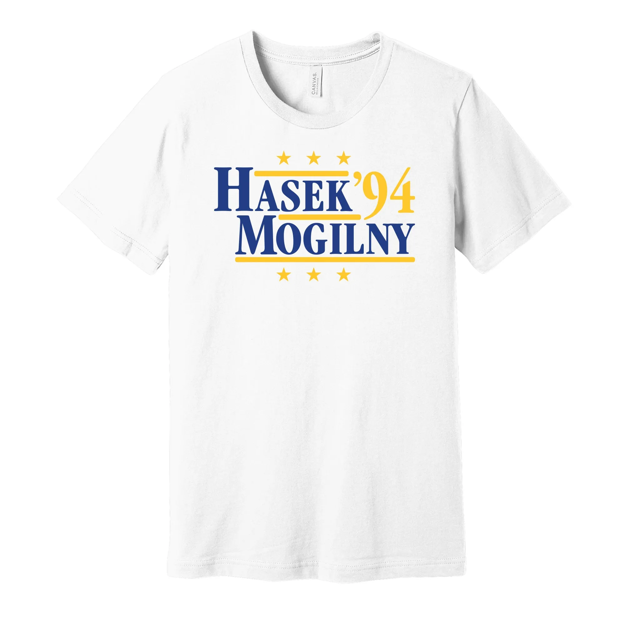 Hasek & Mogilny '94 - Buffalo Hockey Legends Political Campaign Parody T-Shirt - Hyper Than Hype Shirts