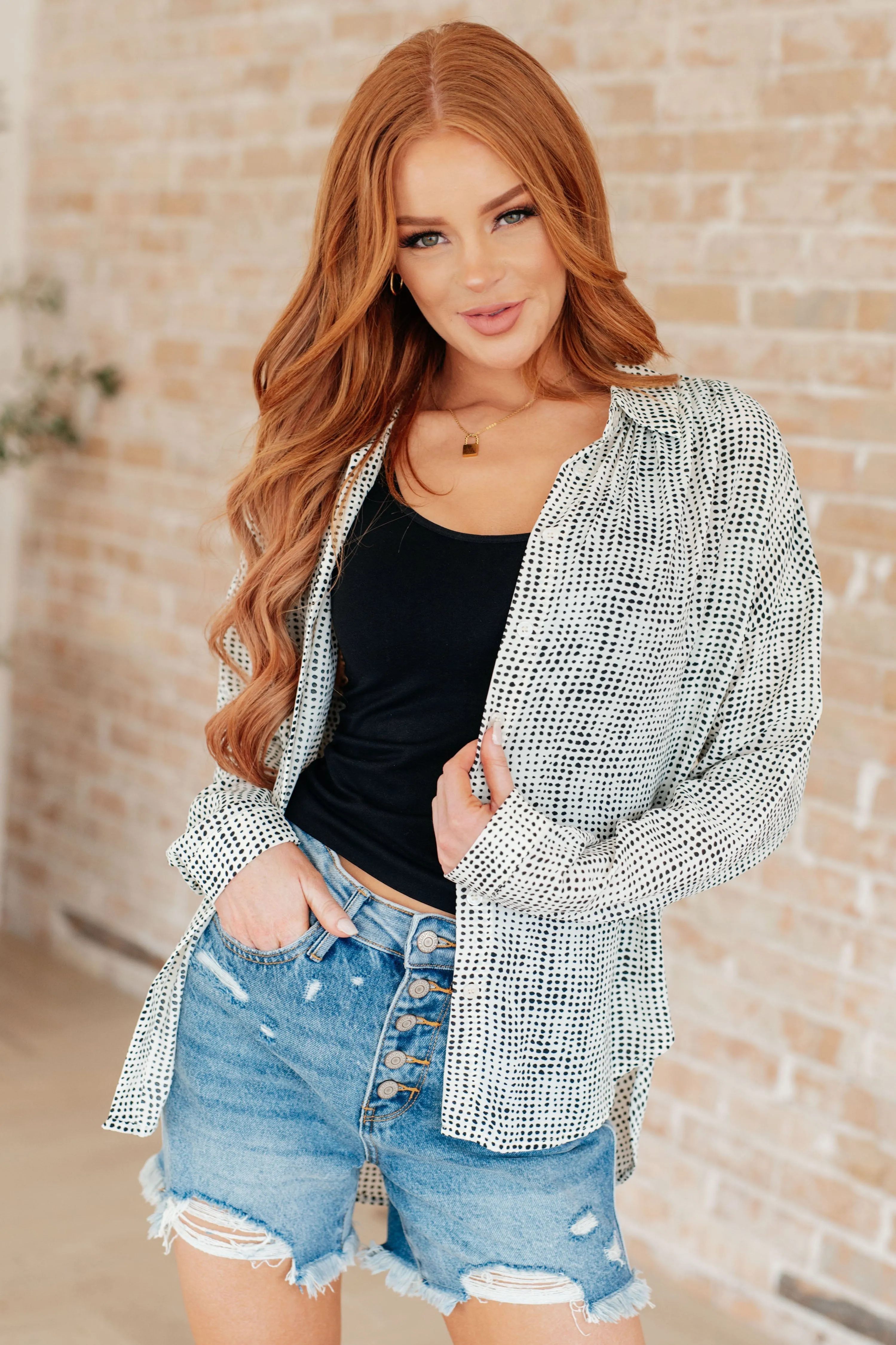 Hazel Blues® |  Terms of Endearment Dolman Sleeve Button Up