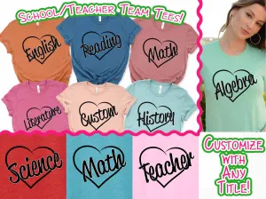 Heart Outline School Subject Teacher Tee