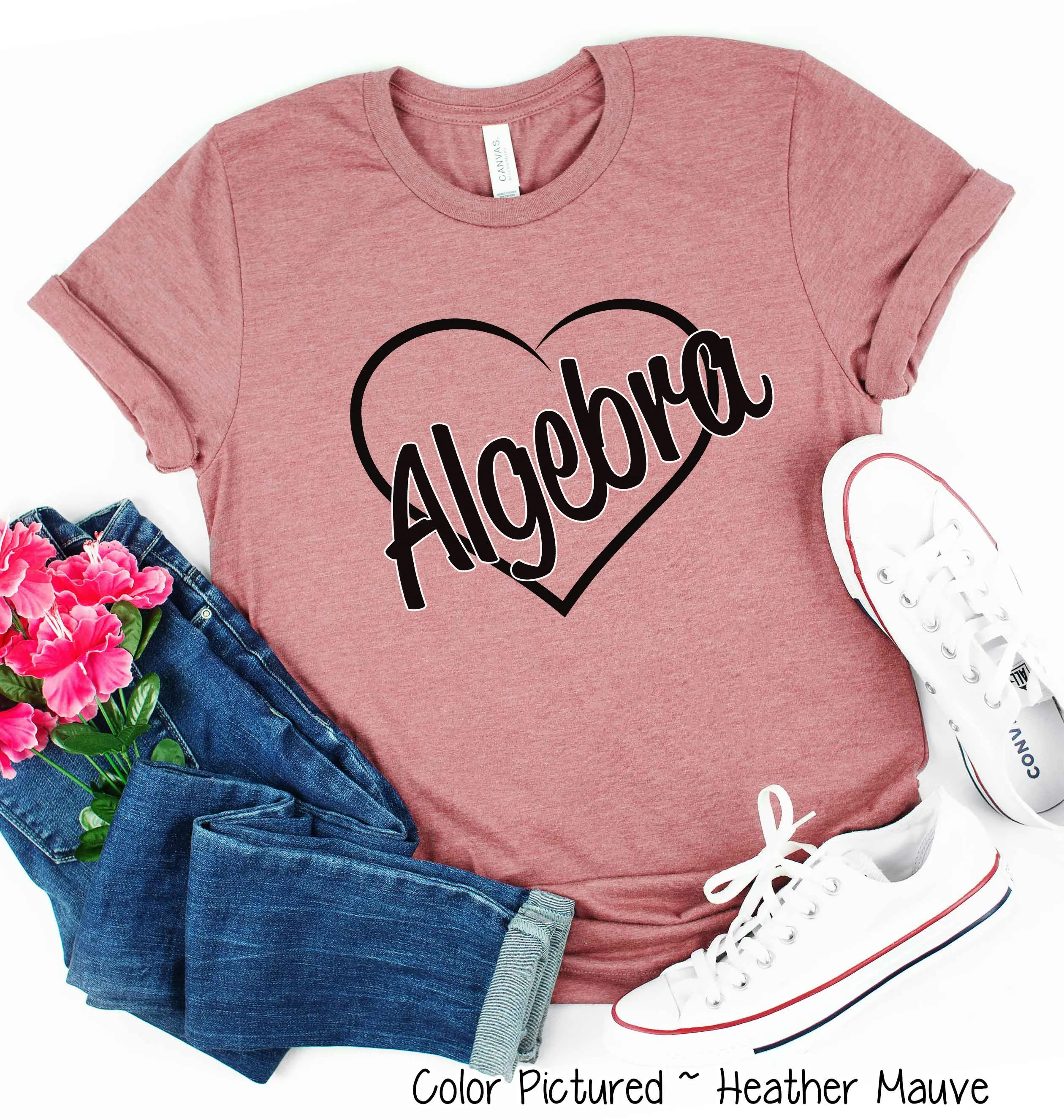 Heart Outline School Subject Teacher Tee