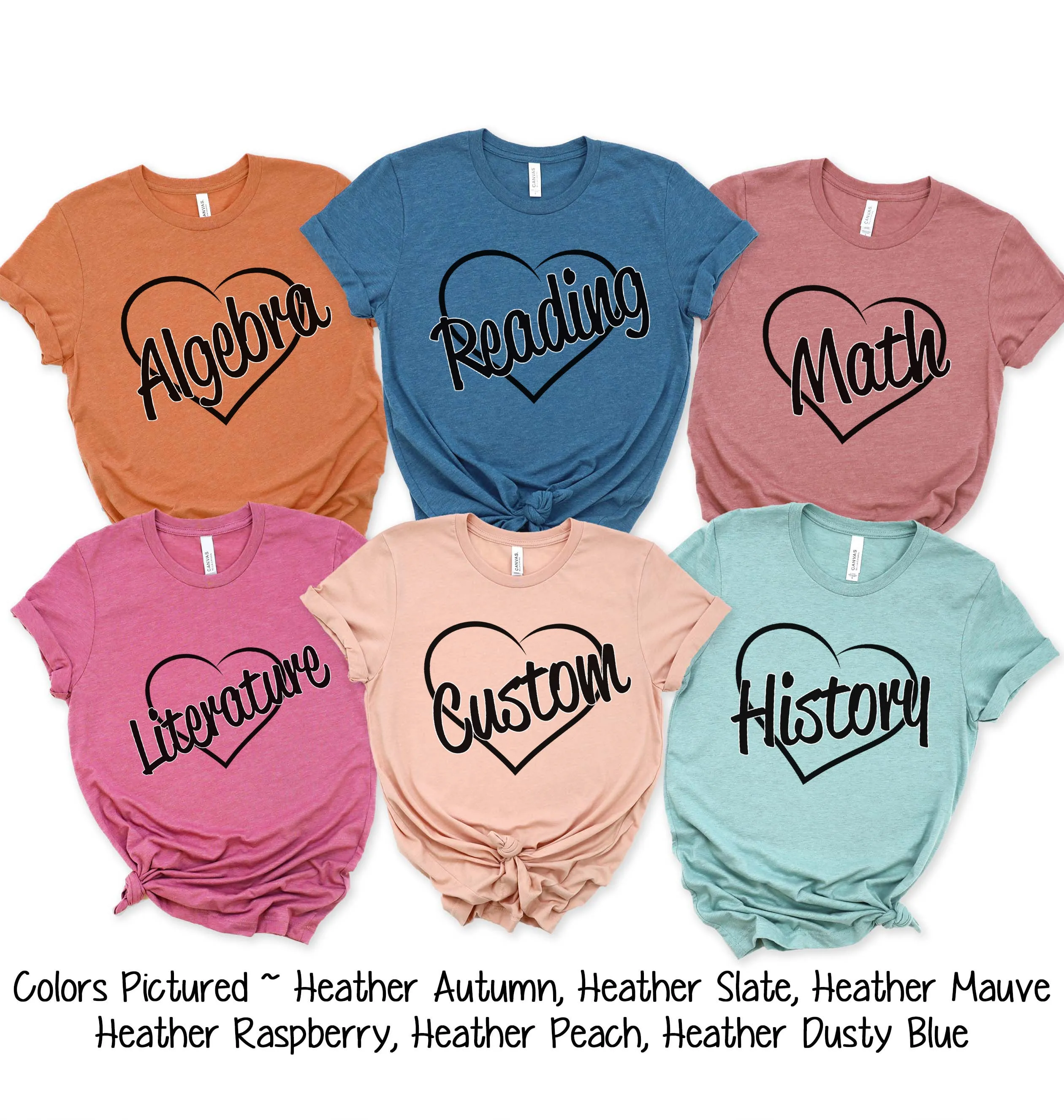 Heart Outline School Subject Teacher Tee