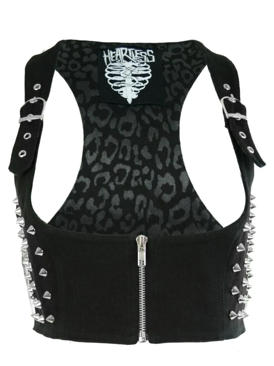 Heartless Devina Underbust Studded Gothic Black Vest