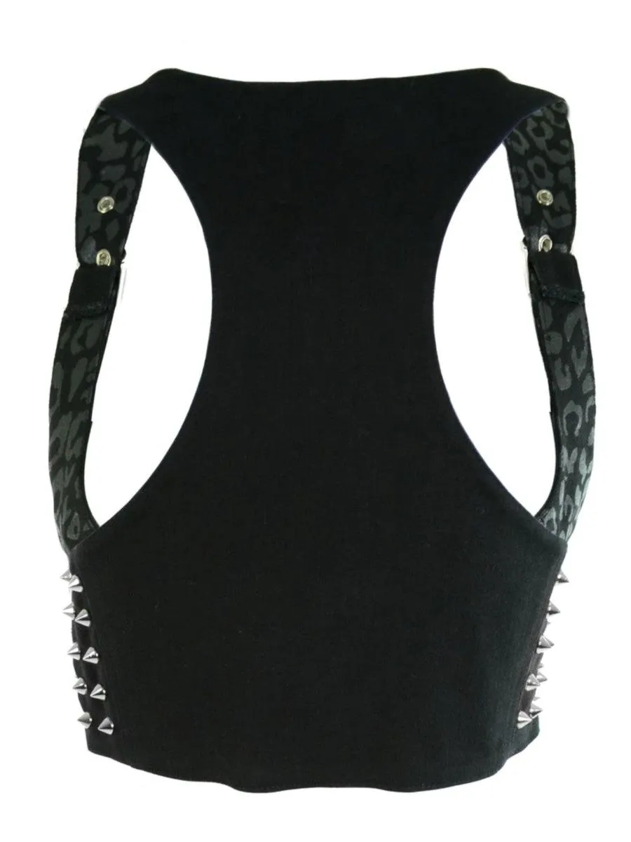 Heartless Devina Underbust Studded Gothic Black Vest