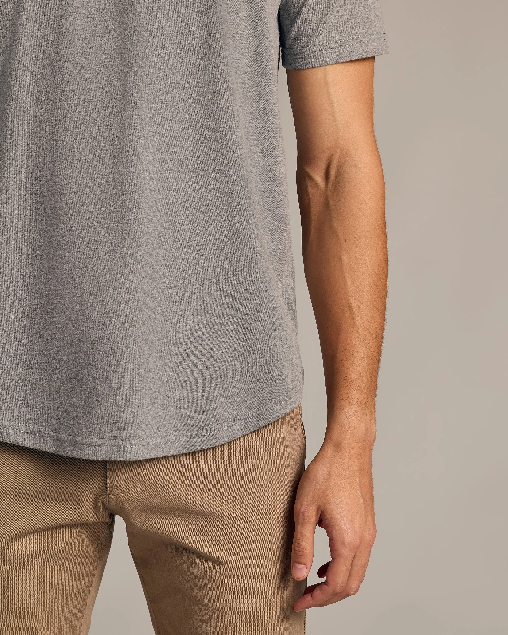 Heather Gray Short Sleeve Curved Hem Crew