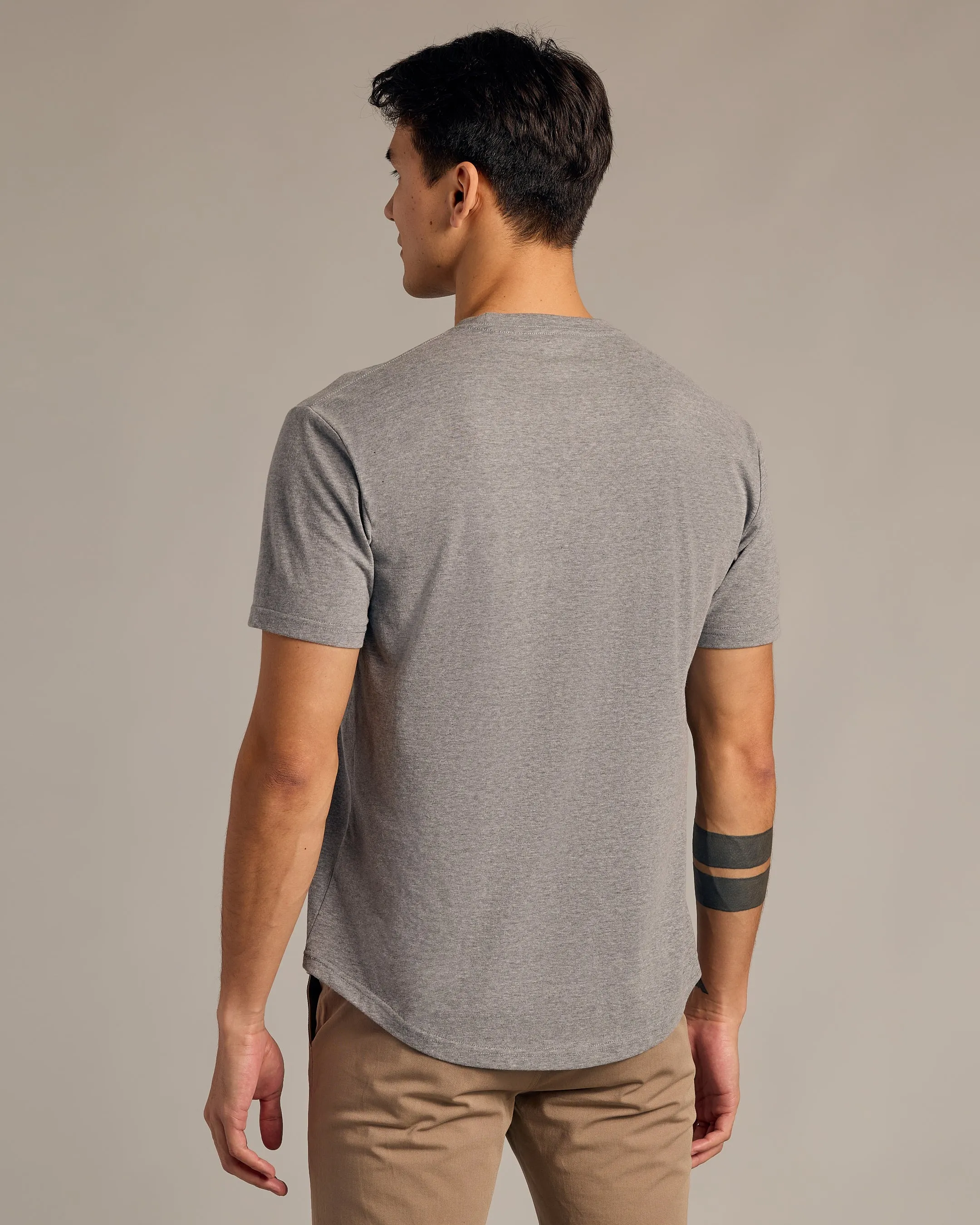 Heather Gray Short Sleeve Curved Hem Crew
