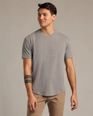 Heather Gray Short Sleeve Curved Hem Crew