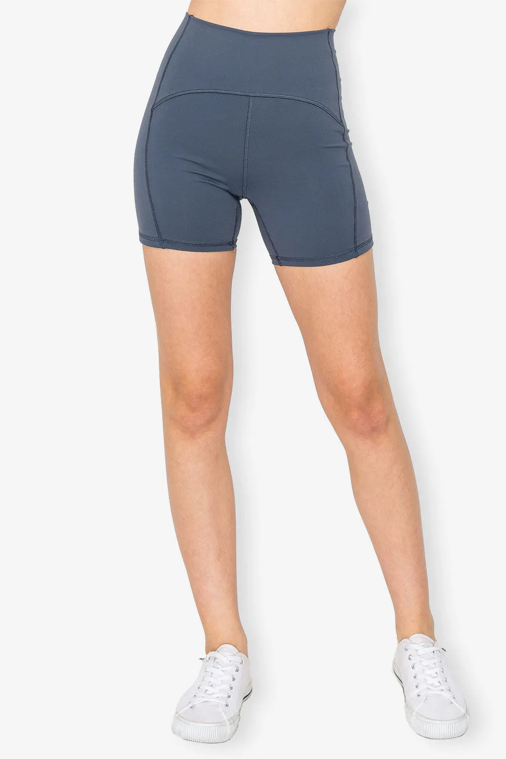 High Waist Bike Shorts - Four Way Stretch - Midnight
