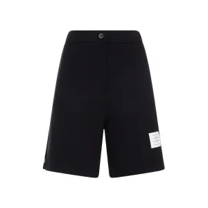High Waisted Navy Virgin Wool Shorts
