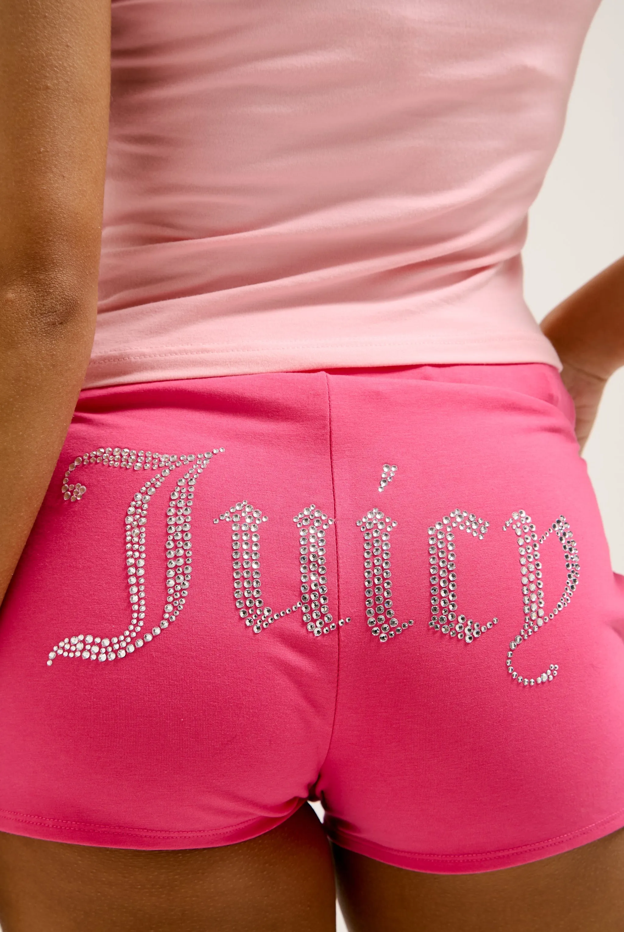 HOT PINK LUXURY JERSEY DIAMANTÉ BOOTY SHORT