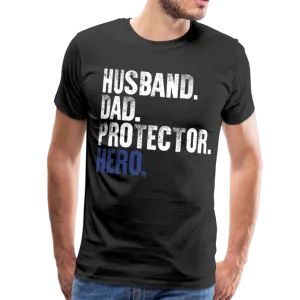 Husband Dad Protector Hero Blue Men's Premium T-Shirt (CK1924)